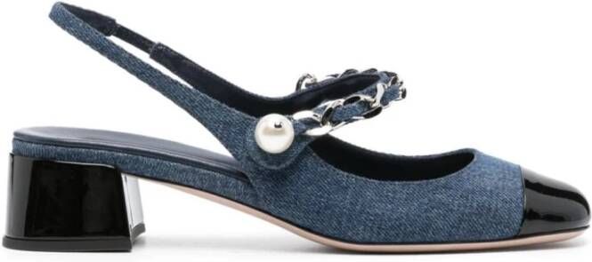 Miu Denim en Lakleer Sneakers Blue Dames