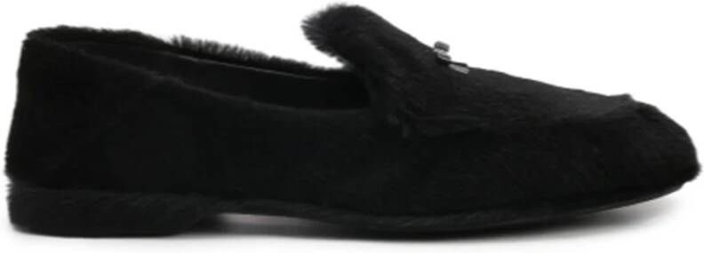 Miu Elegante zwarte bontloafers Black Dames