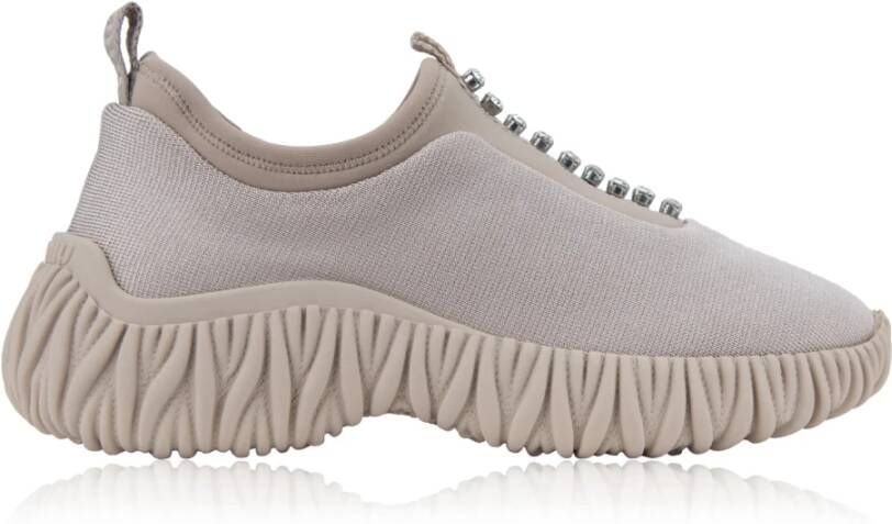 Miu Instapmodel Damesneakers met Strass Detail Beige Dames