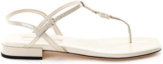 Miu Ivory Patent Leather Sandals White Dames