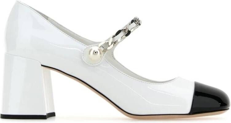 Miu Pumps met parelversiering en leren ketting White Dames