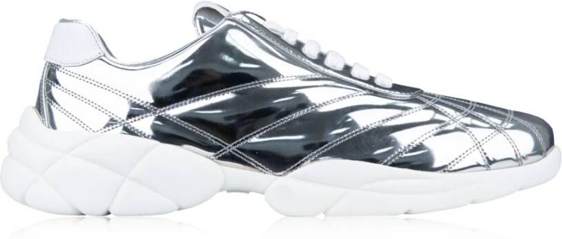 Miu Leren Vetersneakers Gray Dames