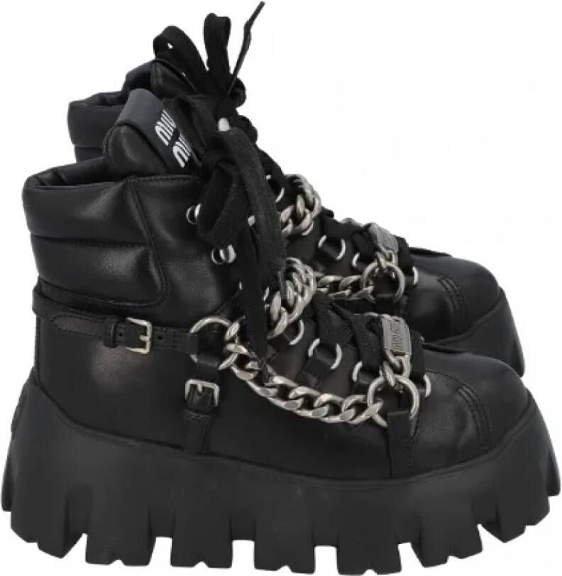 Miu Pre-owned Leather boots Black Dames