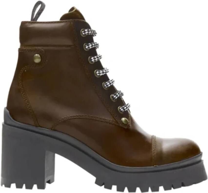 Miu Pre-owned Leather boots Brown Dames