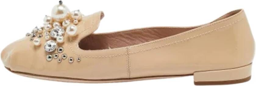 Miu Pre-owned Leather flats Beige Dames