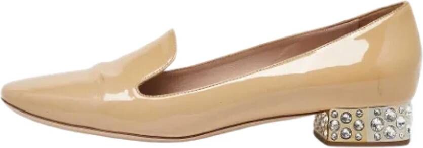 Miu Pre-owned Leather flats Beige Dames