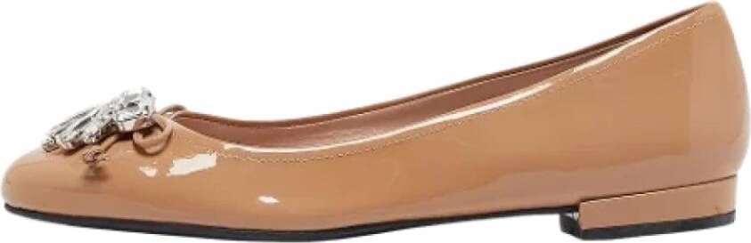 Miu Pre-owned Leather flats Beige Dames