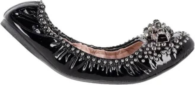 Miu Pre-owned Leather flats Black Dames