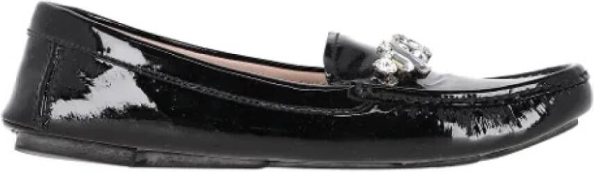 Miu Pre-owned Leather flats Black Dames