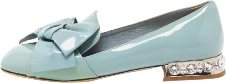 Miu Pre-owned Leather flats Blue Dames