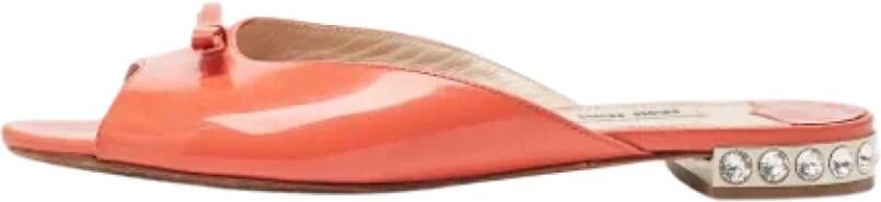 Miu Pre-owned Leather flats Orange Dames