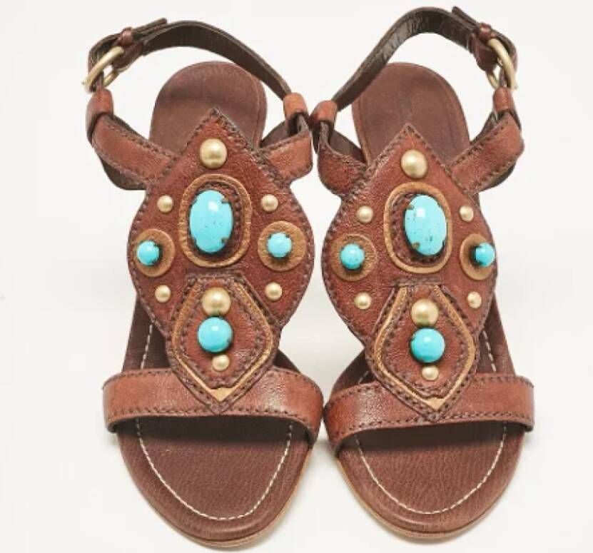 Miu Pre-owned Leather sandals Brown Dames