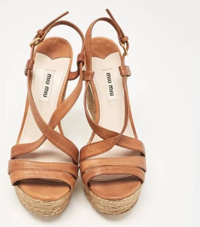 Miu Pre-owned Leather sandals Brown Dames