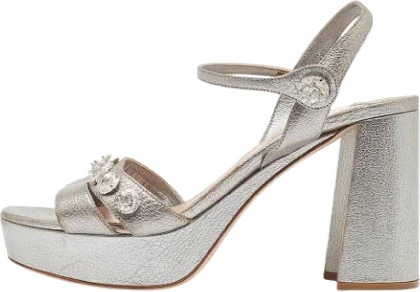 Miu Pre-owned Leather sandals Gray Dames