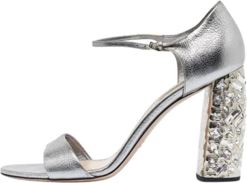 Miu Pre-owned Leather sandals Gray Dames