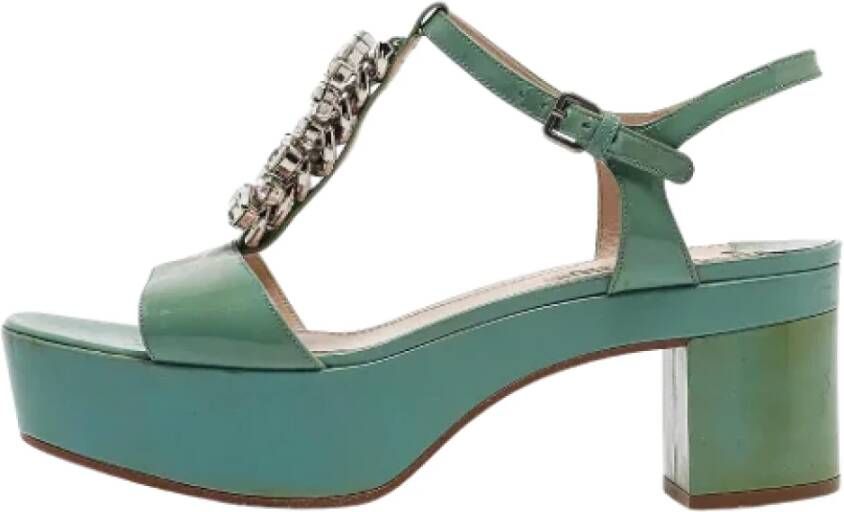 Miu Pre-owned Leather sandals Green Dames