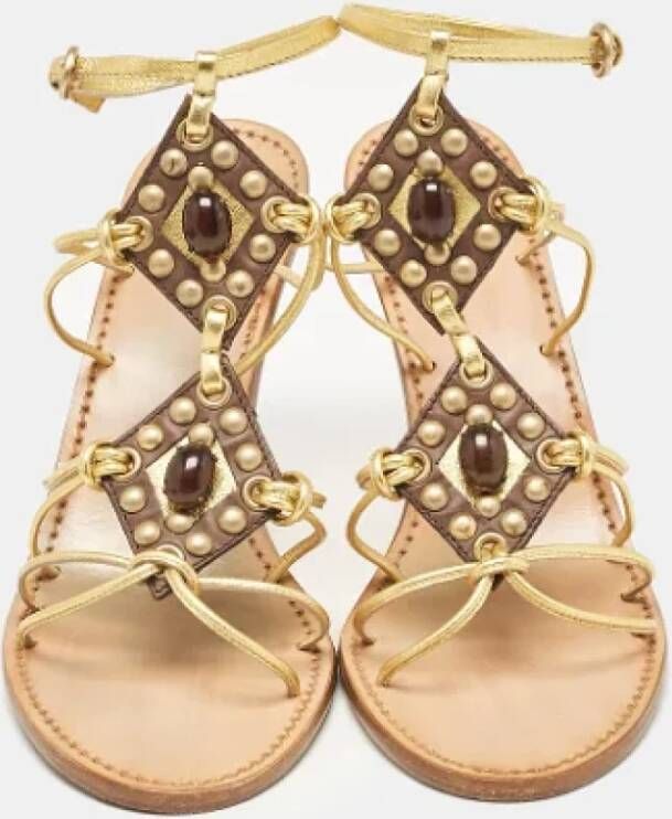 Miu Pre-owned Leather sandals Yellow Dames