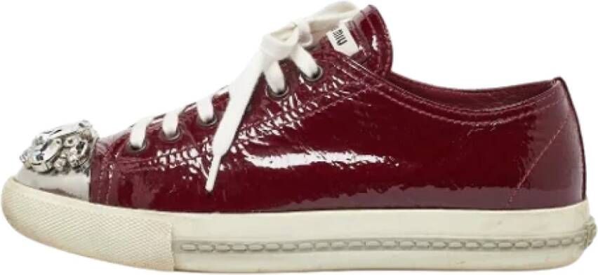 Miu Pre-owned Leather sneakers Red Dames