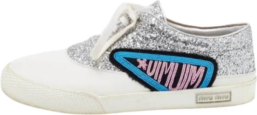 Miu Pre-owned Leather sneakers White Dames