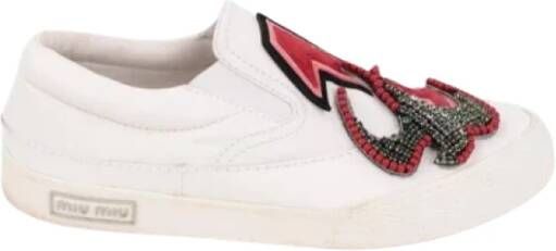 Miu Pre-owned Leather sneakers White Dames