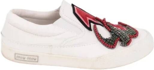 Miu Pre-owned Leather sneakers White Dames