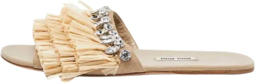 Miu Pre-owned Raffia flats Beige Dames