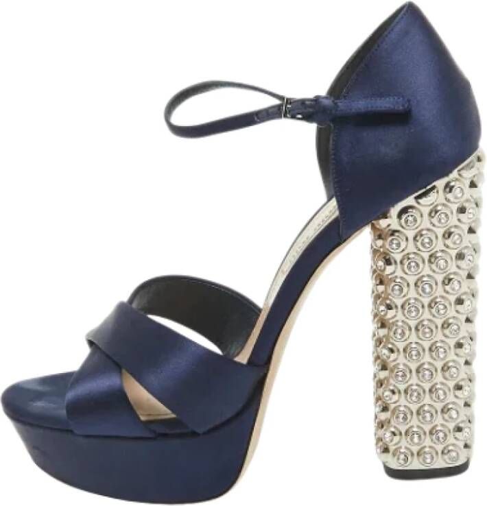 Miu Pre-owned Satin sandals Blue Dames