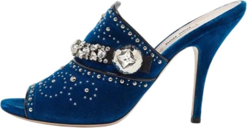 Miu Pre-owned Velvet mules Blue Dames