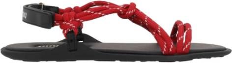 Miu Rode platte sandalen met enkelband Red Dames