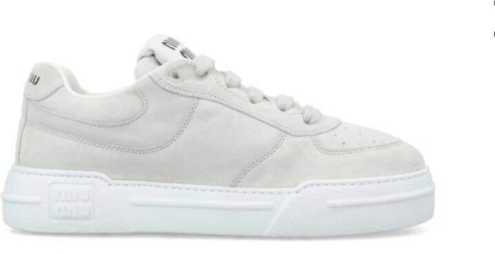 Miu Witte leren sneakers met logoprint White Dames