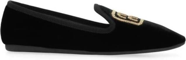 Miu Zwarte Velvet Ballerina Schoenen Black Dames