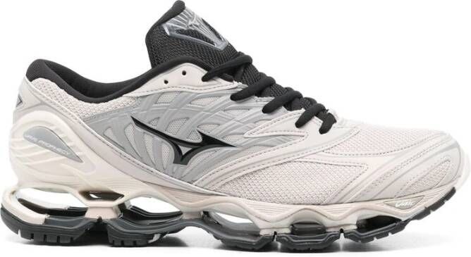 Mizuno Beige Zwarte Mesh Sneaker Paneelontwerp Gray Heren