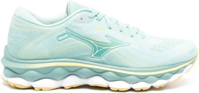 Mizuno Blauwe Gebreide Sneakers met Geperforeerde Details Blue Dames