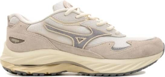 Mizuno Wave Rider ß | White Sand Ultimate Gray Wit Suede Lage sneakers Heren