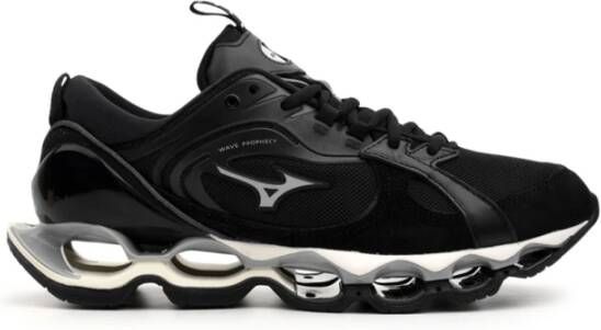 Mizuno Zwarte Sneakers met Suède en Mesh Panelen Black Heren