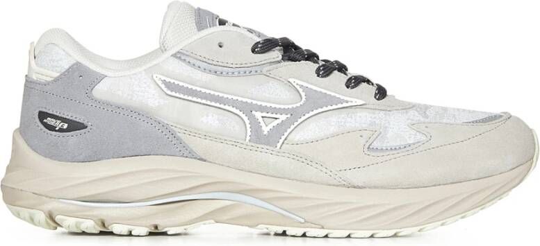 Mizuno Witte Sneakers met Jacquard Stof White Heren