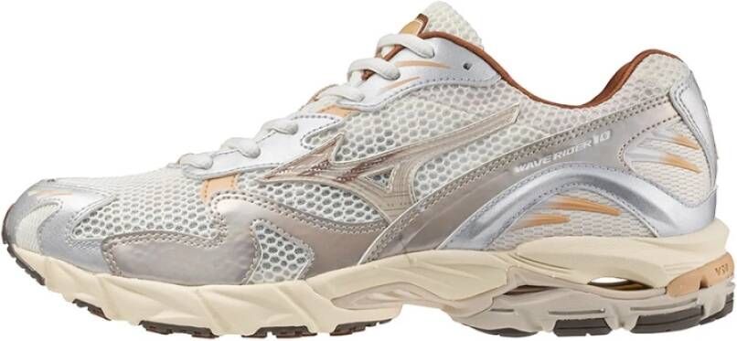 Mizuno Witte Wave Rider 10 Sneakers Beige Heren