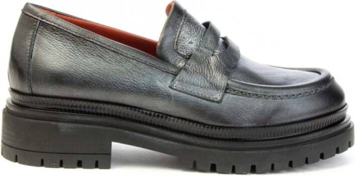 MJUS Leren Loafer met 4 5 cm Hak Gray Dames