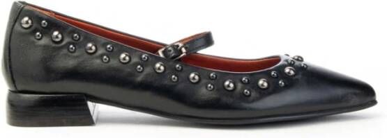 MJUS Zwarte Leren Studs Ballerina Schoenen Black Dames