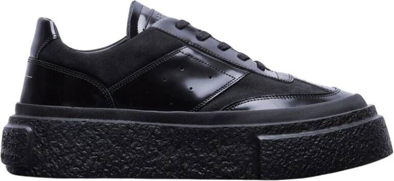 MM6 Maison Margiela Chunky Sneakers met Glanzende Leren Panelen Black Heren