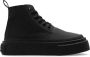 MM6 Maison Margiela Zwarte Leren Sneakers Ronde Neus Black Heren - Thumbnail 1