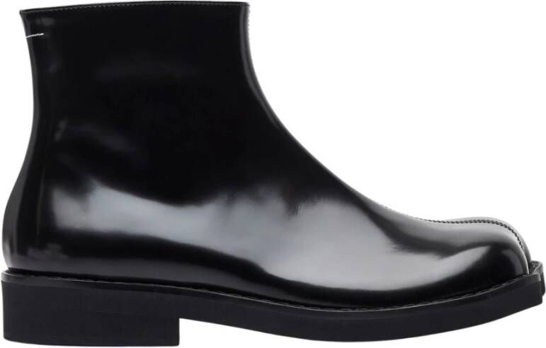 MM6 Maison Margiela Glanzend Leren Anatomische Enkellaarzen Black Heren