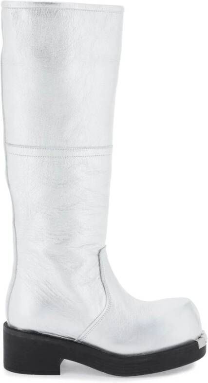 MM6 Maison Margiela Hoge Laarzenmet zilveren metalen detail Gray Dames