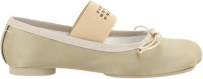 MM6 Maison Margiela Iconische Geborduurde Ballerina's met Leren Blokhak Beige Dames