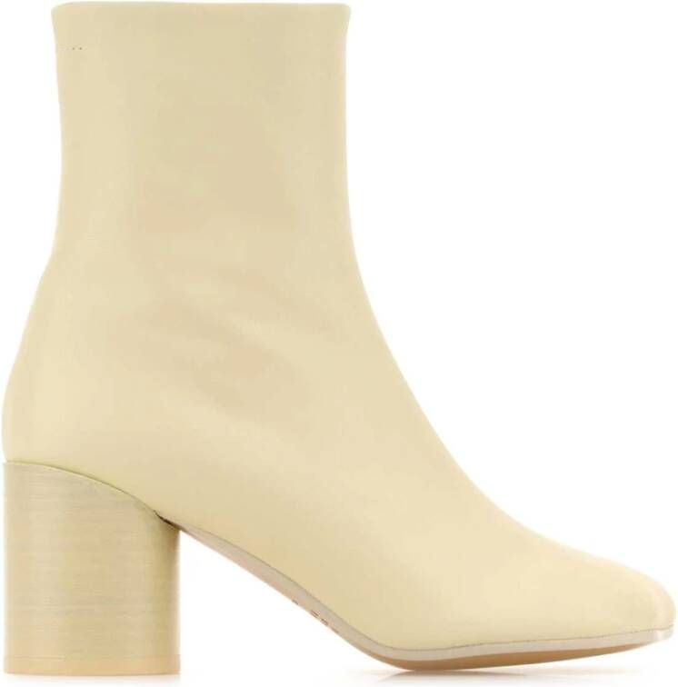 MM6 Maison Margiela Ivoor leren enkellaarzen 7cm hak Beige Dames