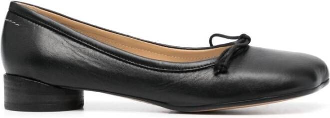 MM6 Maison Margiela Leren Ballerina`s met Strikdetail Black Dames