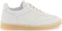 MM6 Maison Margiela Leren Court Sneakers met Geperforeerde Zijkanten White Dames - Thumbnail 1