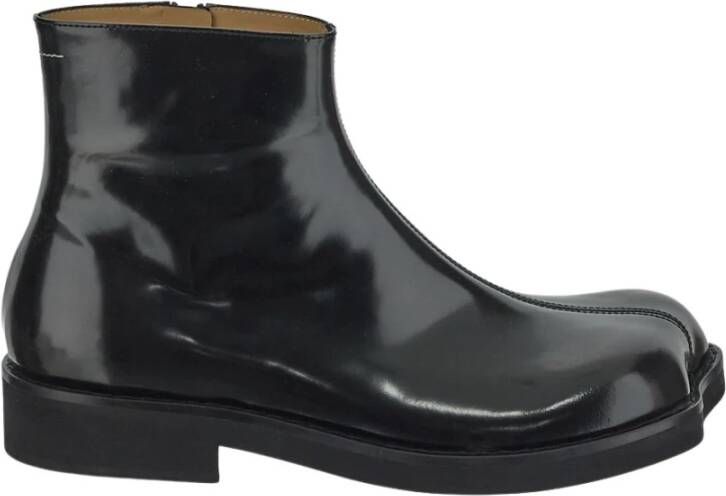 MM6 Maison Margiela Leren enkellaarsjes Black Heren