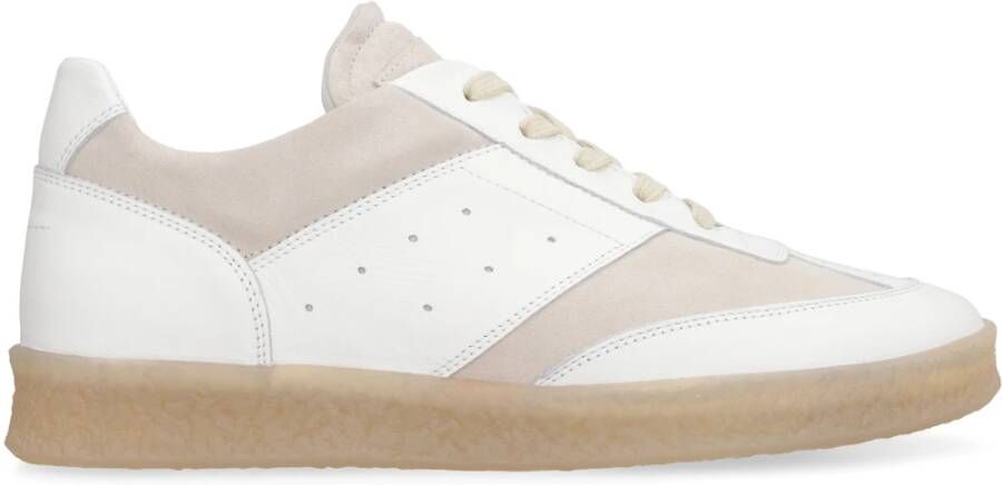 MM6 Maison Margiela Replica Leren Sneakers met Contrasterende Suède Inzetstukken White Dames