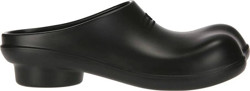 MM6 Maison Margiela Rubberen slipper met logo en lage blokhak Black Dames